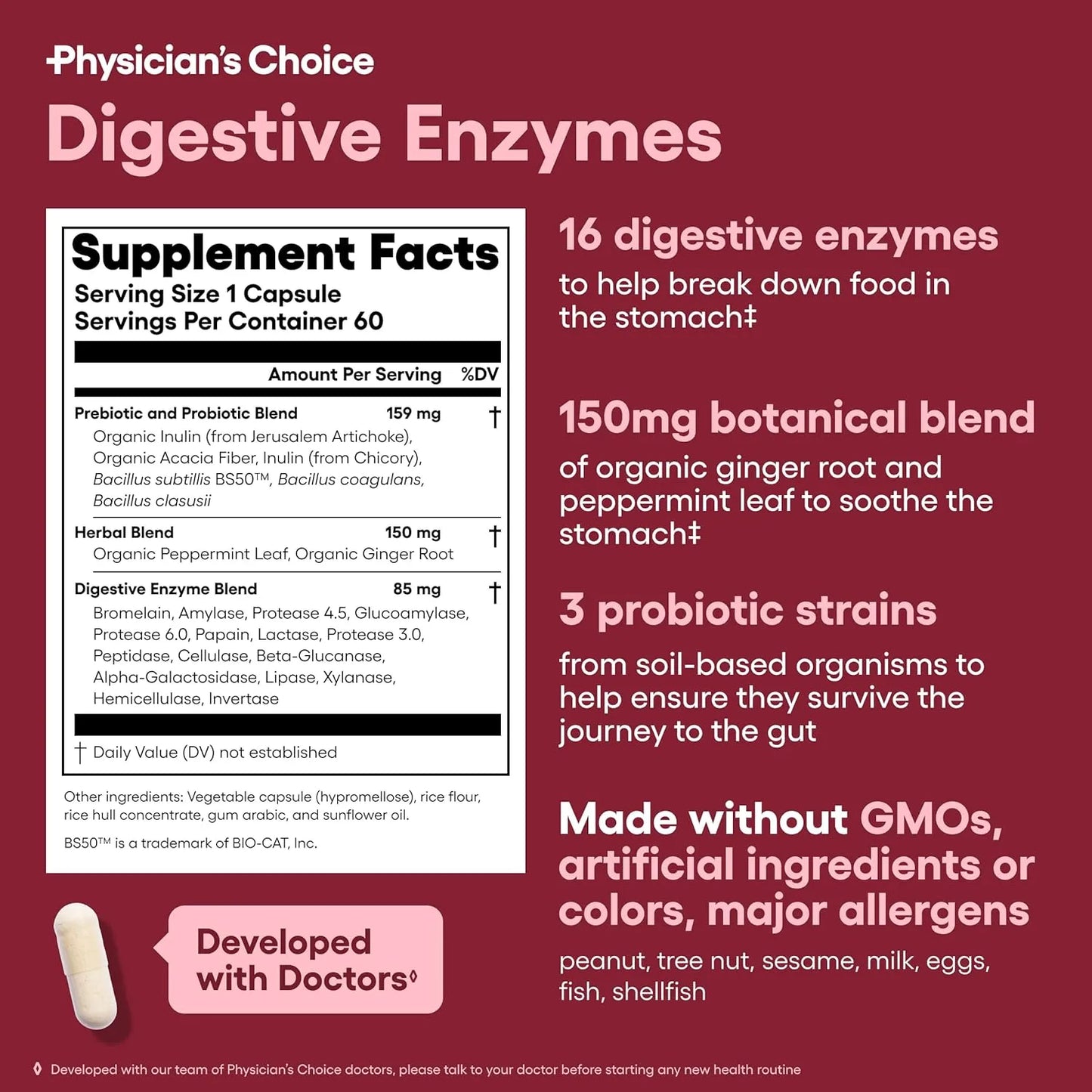 Physician's CHOICE Digestive Enzymes – 60 Capsules