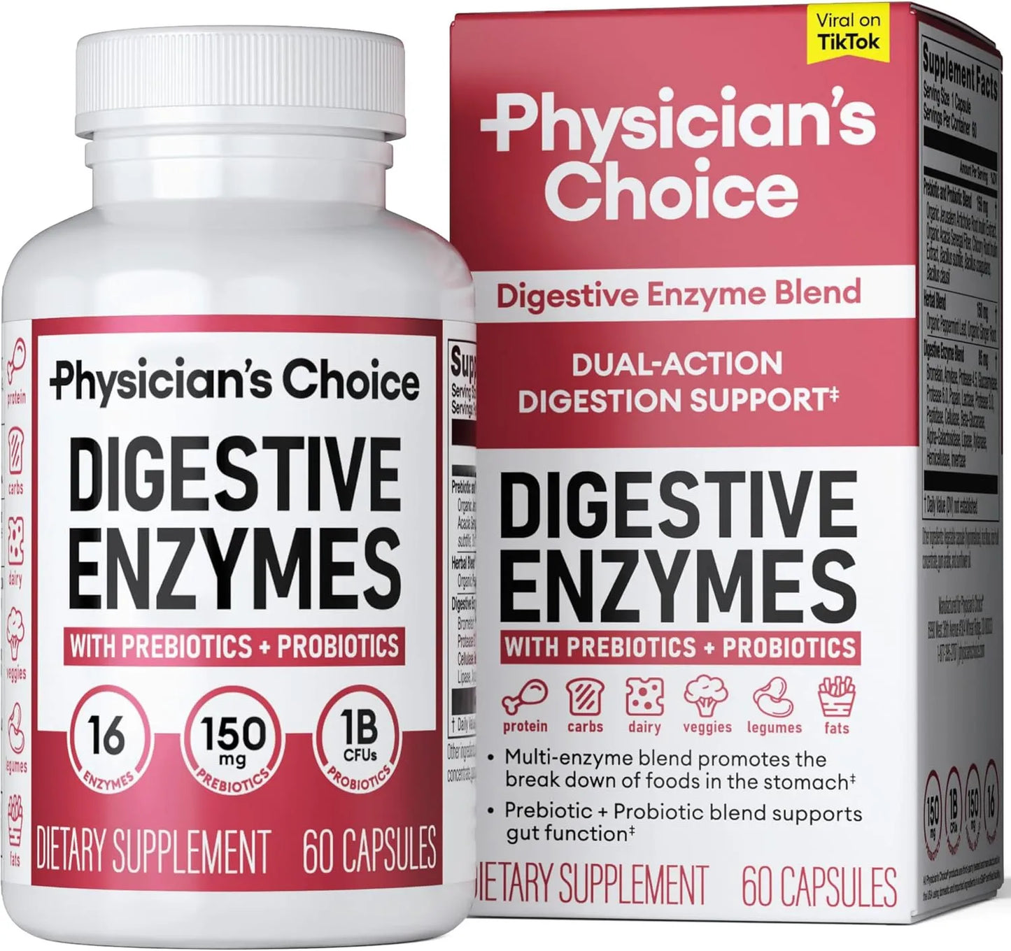 Physician's CHOICE Digestive Enzymes – 60 Capsules