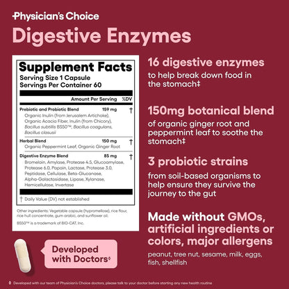 Physician's CHOICE Digestive Enzymes – 60 Capsules